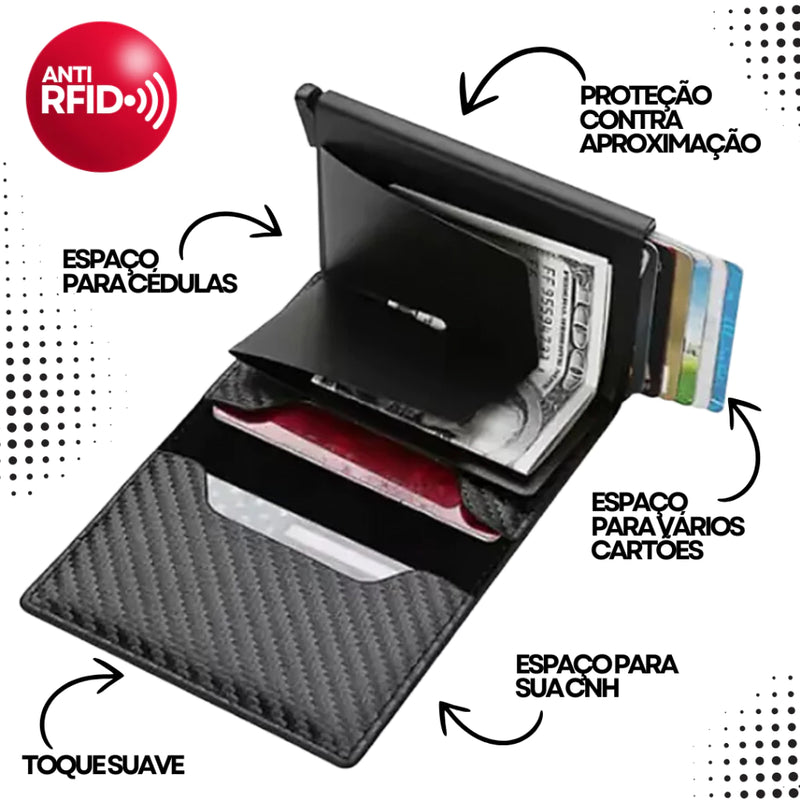 Carteira Anti Furto RFID (Bloqueia Aproximação)